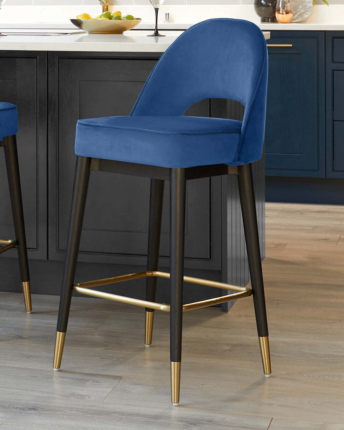 clover velvet bar stool dark blue