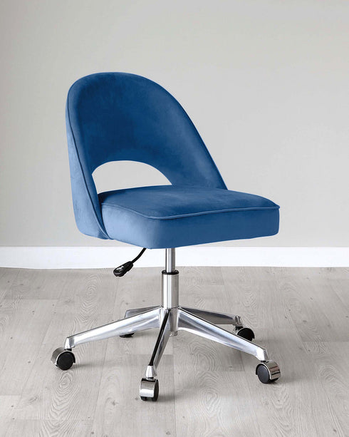 Clover Dark Blue Velvet Office Chair