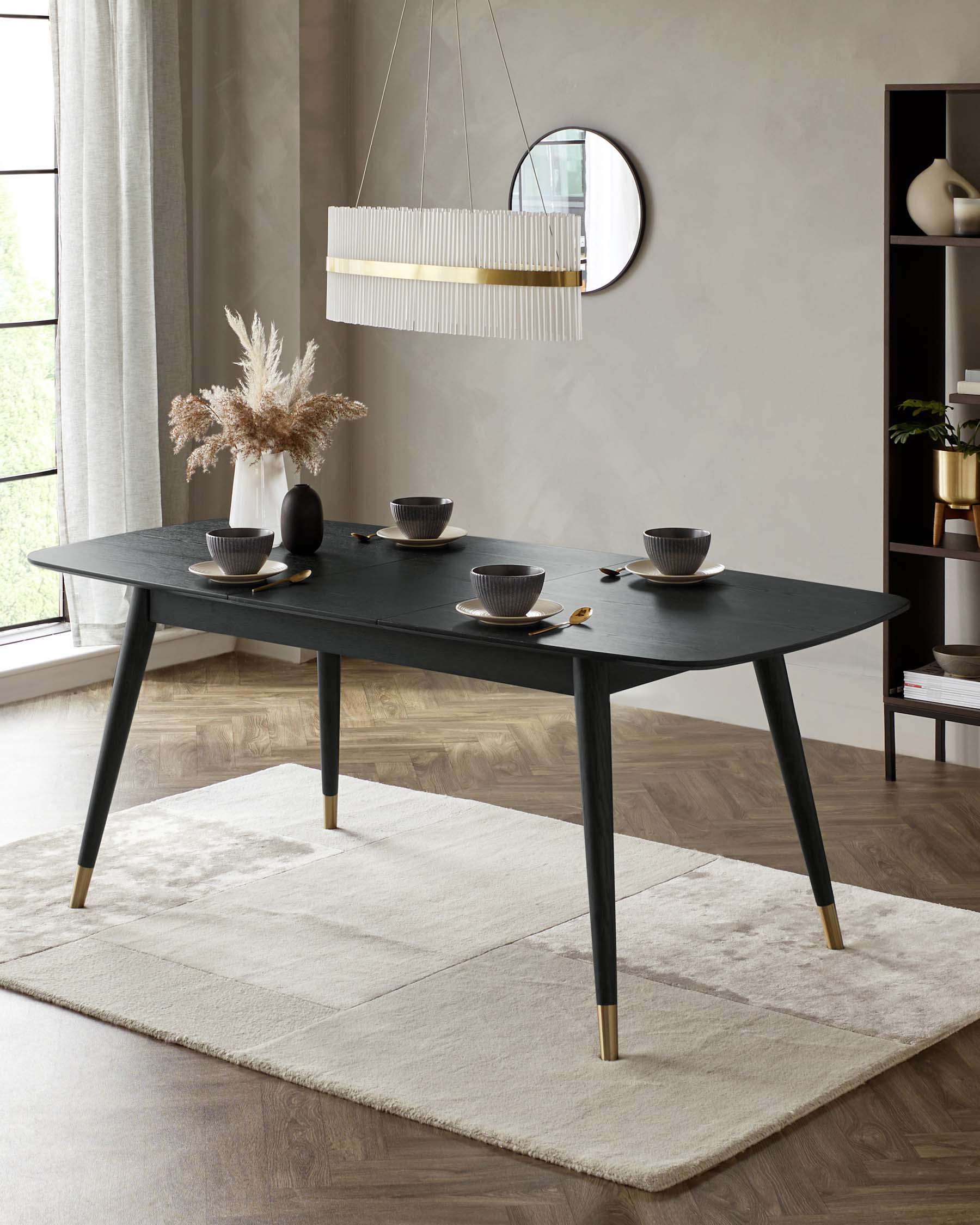 Table Color:black Black Ash Extending Dining Table