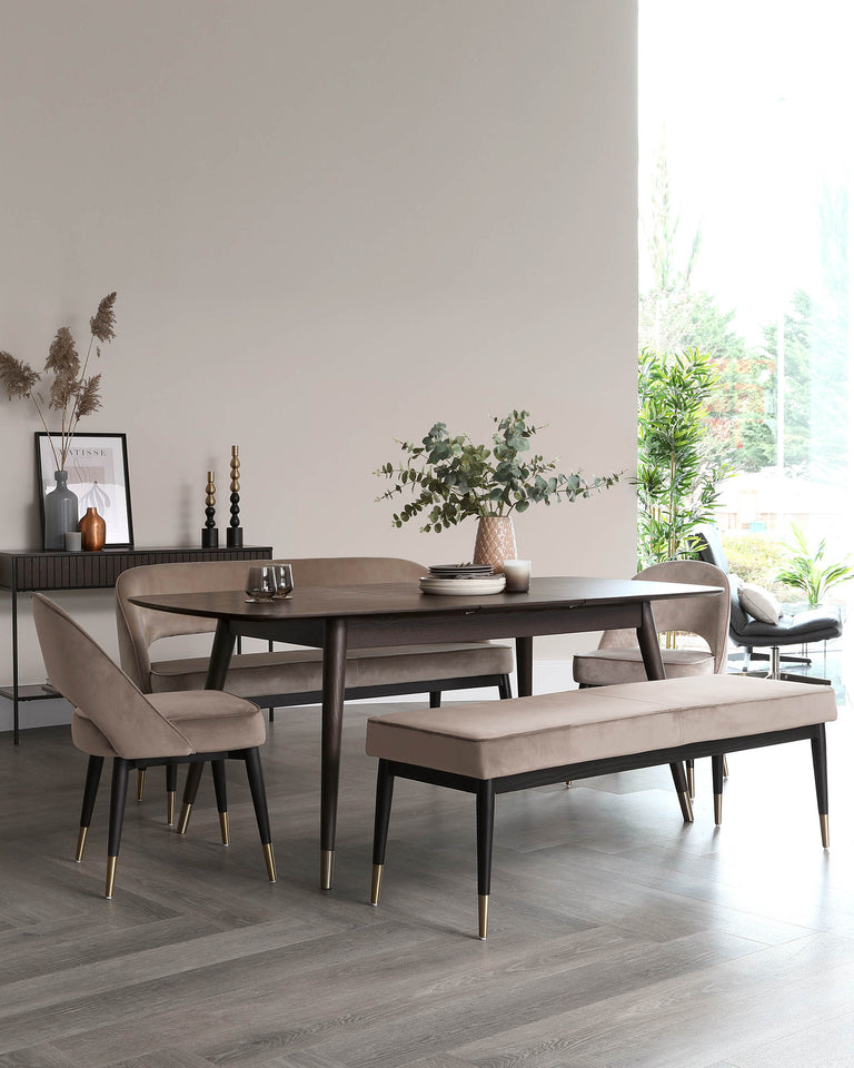 clover extending table and clover dining bench set