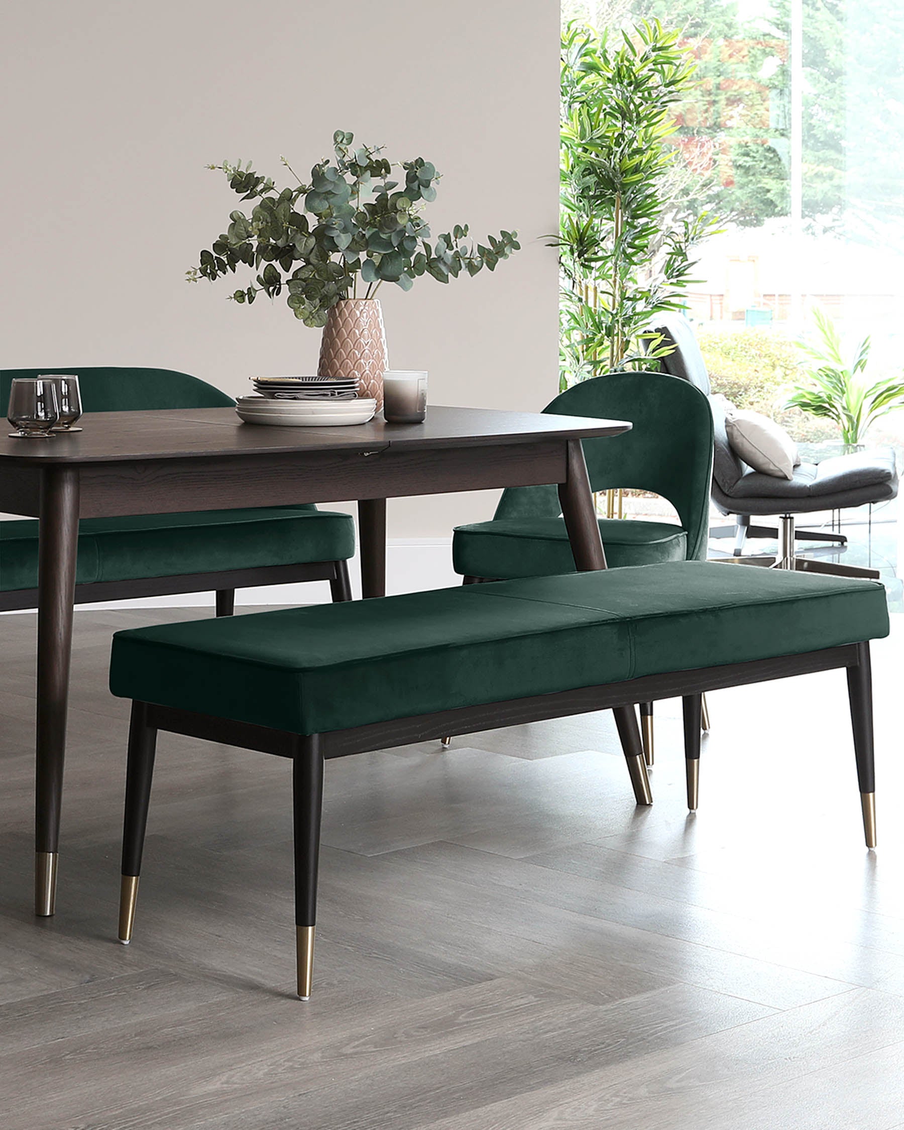 Clover dark green velvet bench without backrest – Danetti