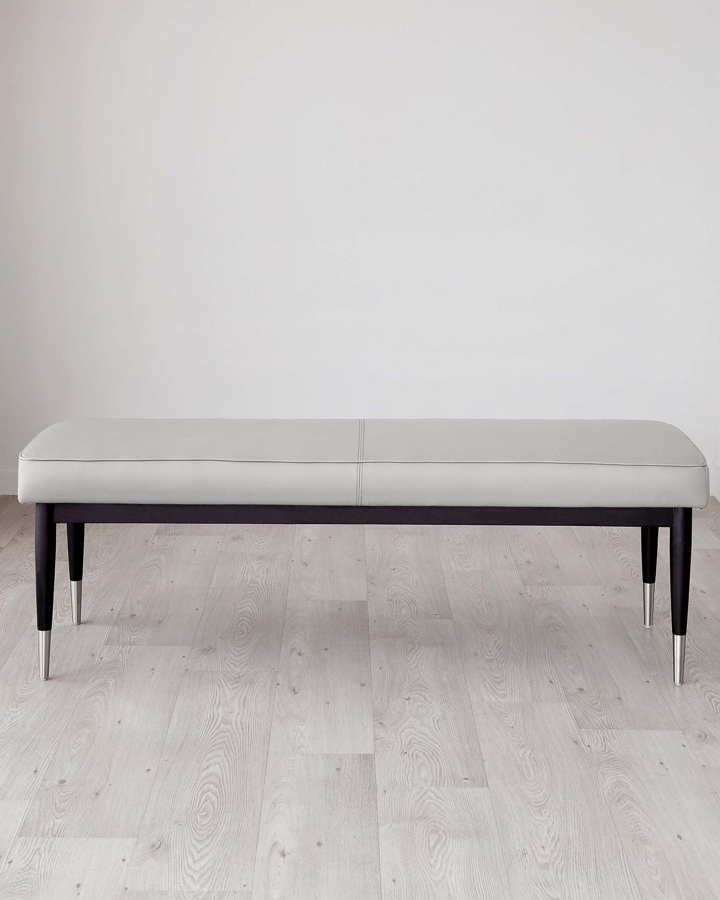 Clover Light Grey Faux Leather & Stainless Steel Dining Bench Without Backrest