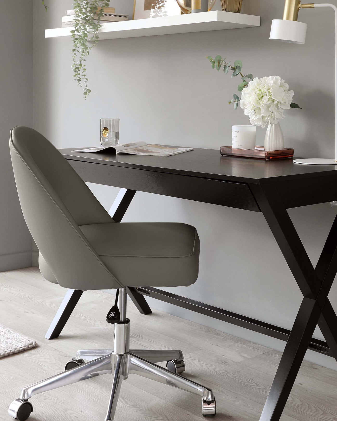 Clover Dark Grey Faux Leather Office Chair