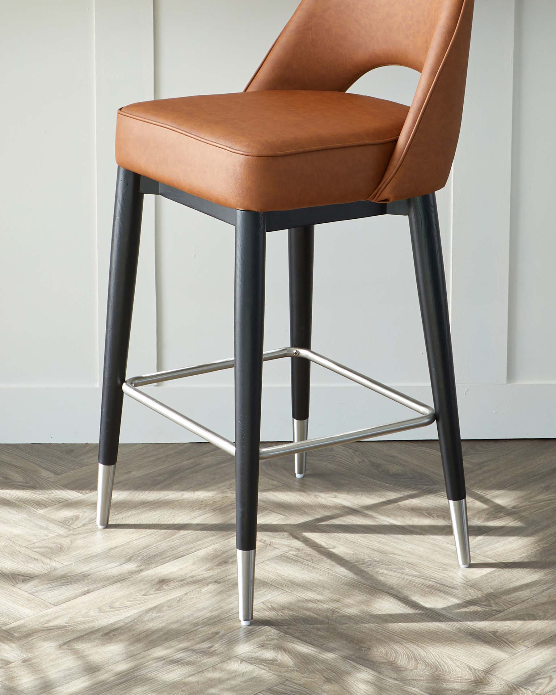 Clover Tan Faux Leather Bar Stool by Danetti