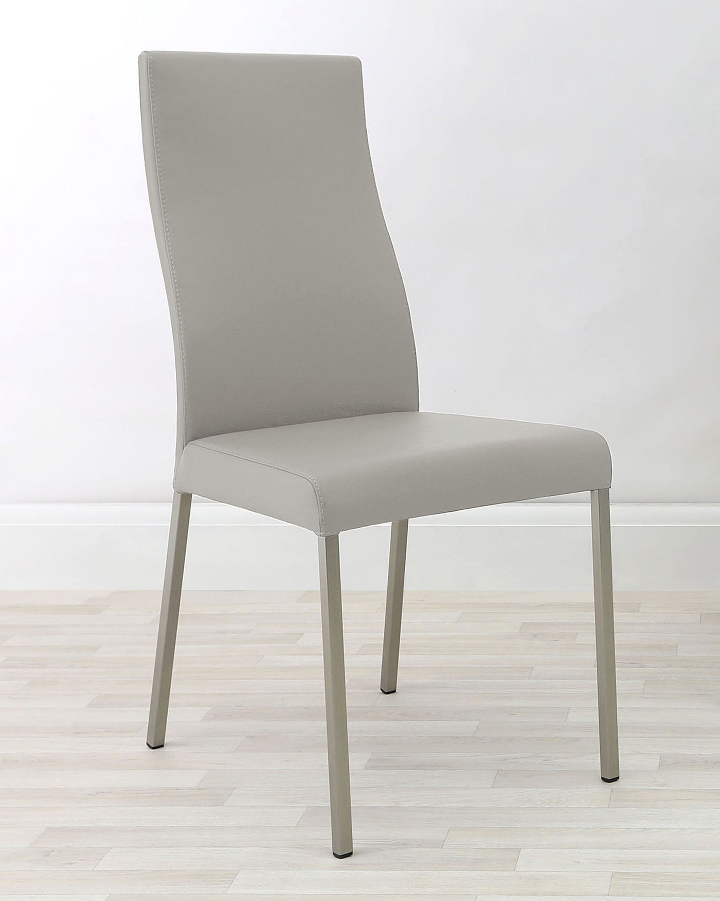 Iva Real Leather Light Grey Dining Chair - Set Of 2