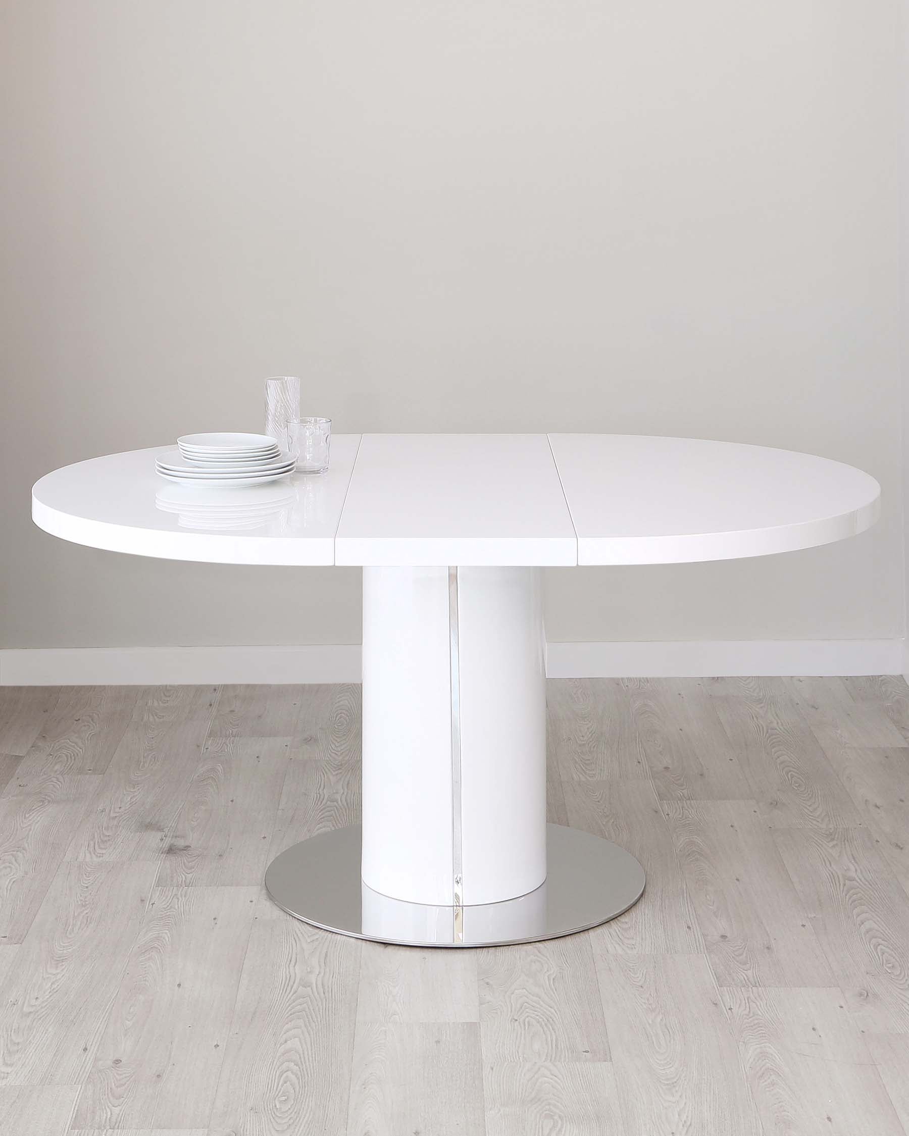 Round Gloss Extending White Dining Table by Danetti