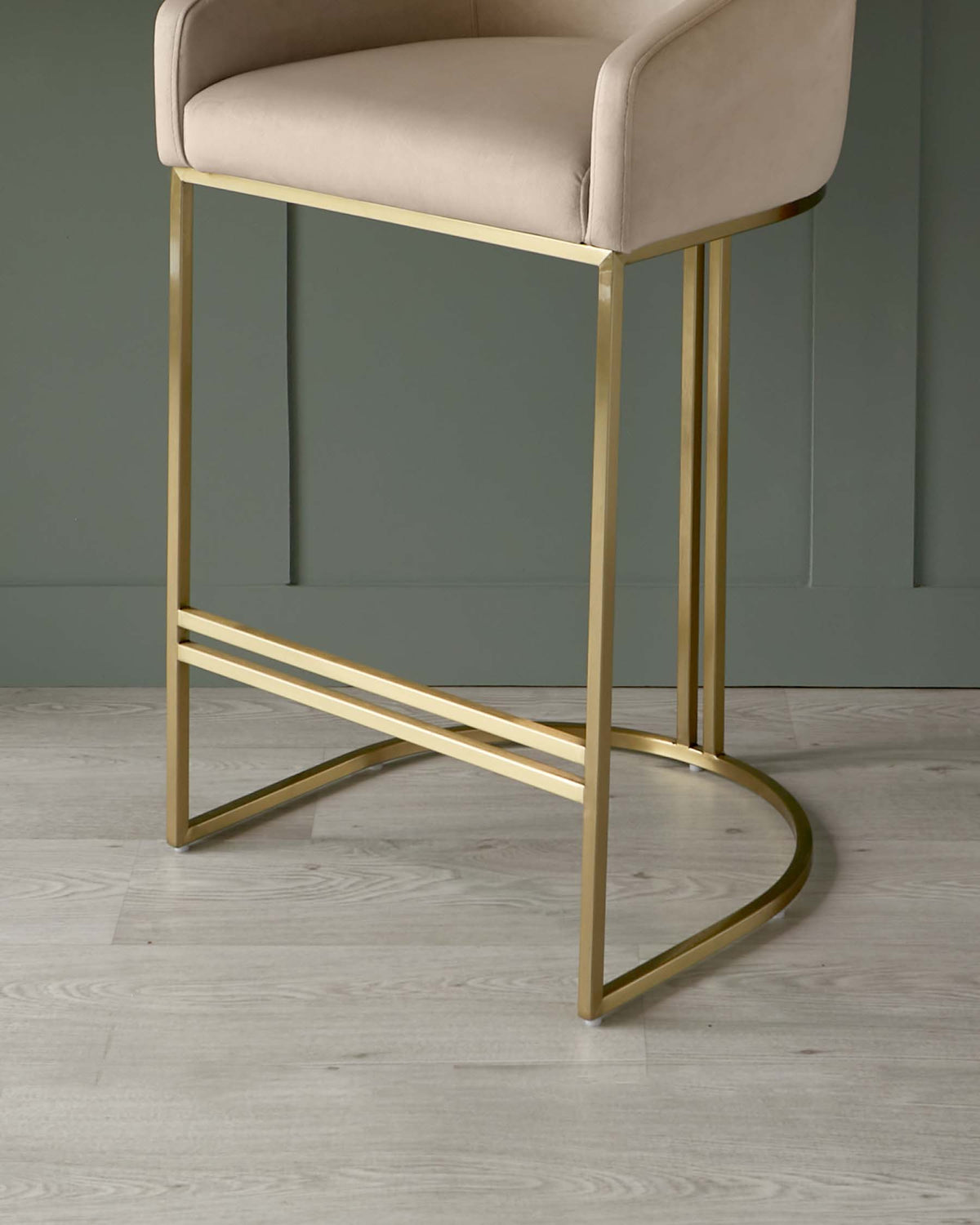 Dakota Champagne and Brass Statement Velvet Bar Stool by Danetti