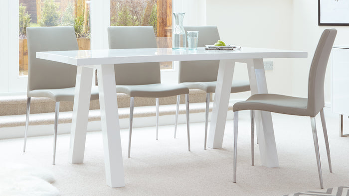 Zen White Gloss And Elise 6 Seater Dining Set