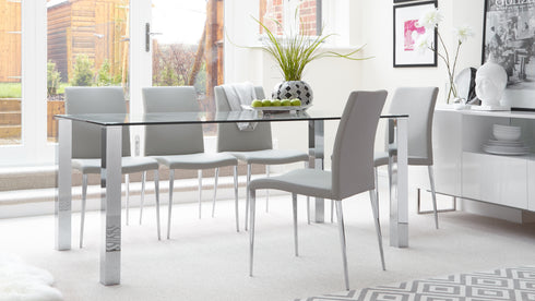 Tiva Glass And Chrome 6 Seater Dining Table
