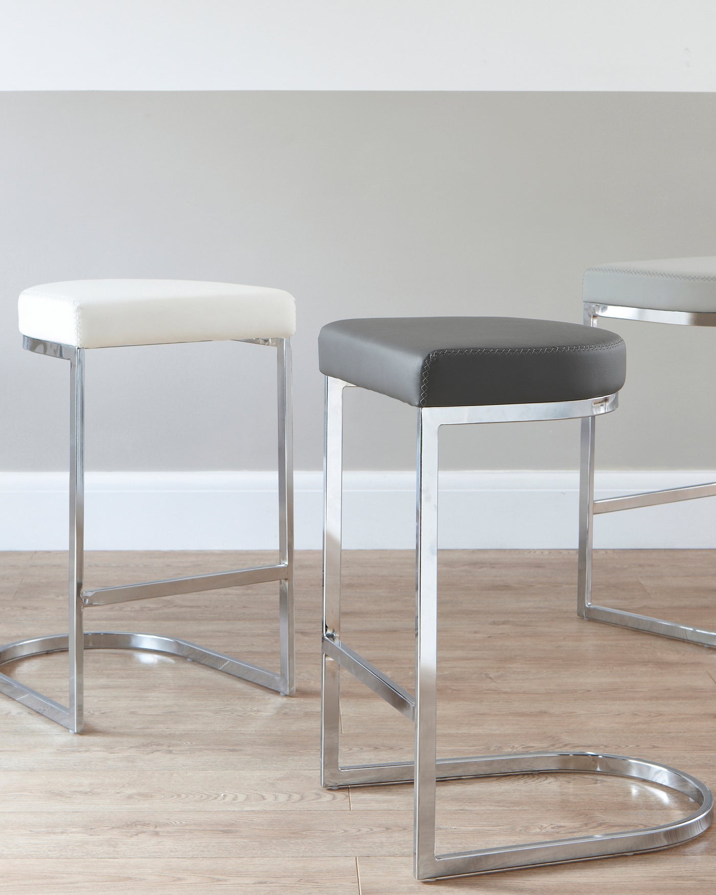 Form Grey Faux Leather Bar Stool - Set Of 2