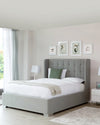 dexter velvet super king size bed with storage light grey