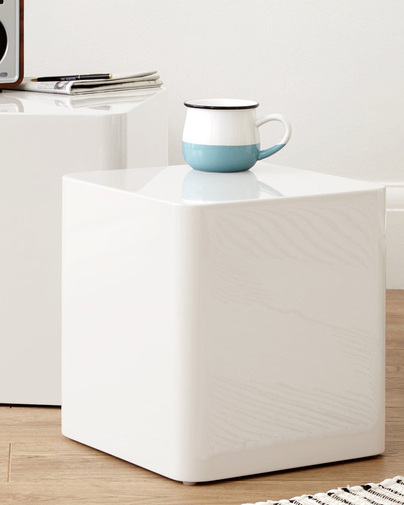 Dice White High Gloss Side Tables