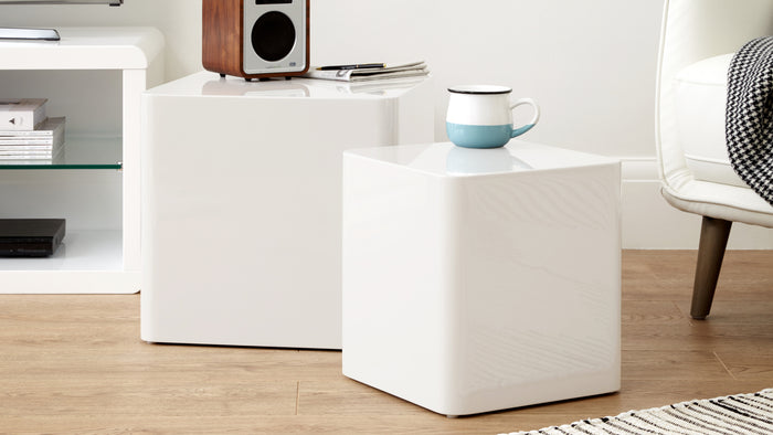 Dice White High Gloss Side Tables