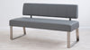 Dover 3 Seater Mid Grey Faux Leather Bench With Backrest