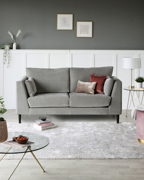 elsie 2 seater fabric sofa light grey
