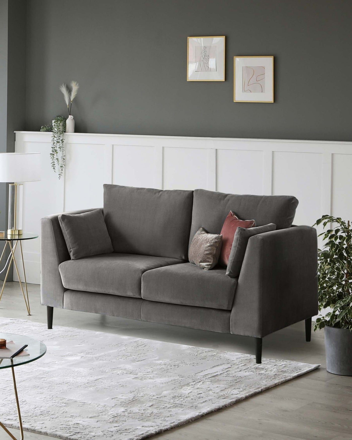 Elsie II Mid Grey Fabric 2 Seater Sofa