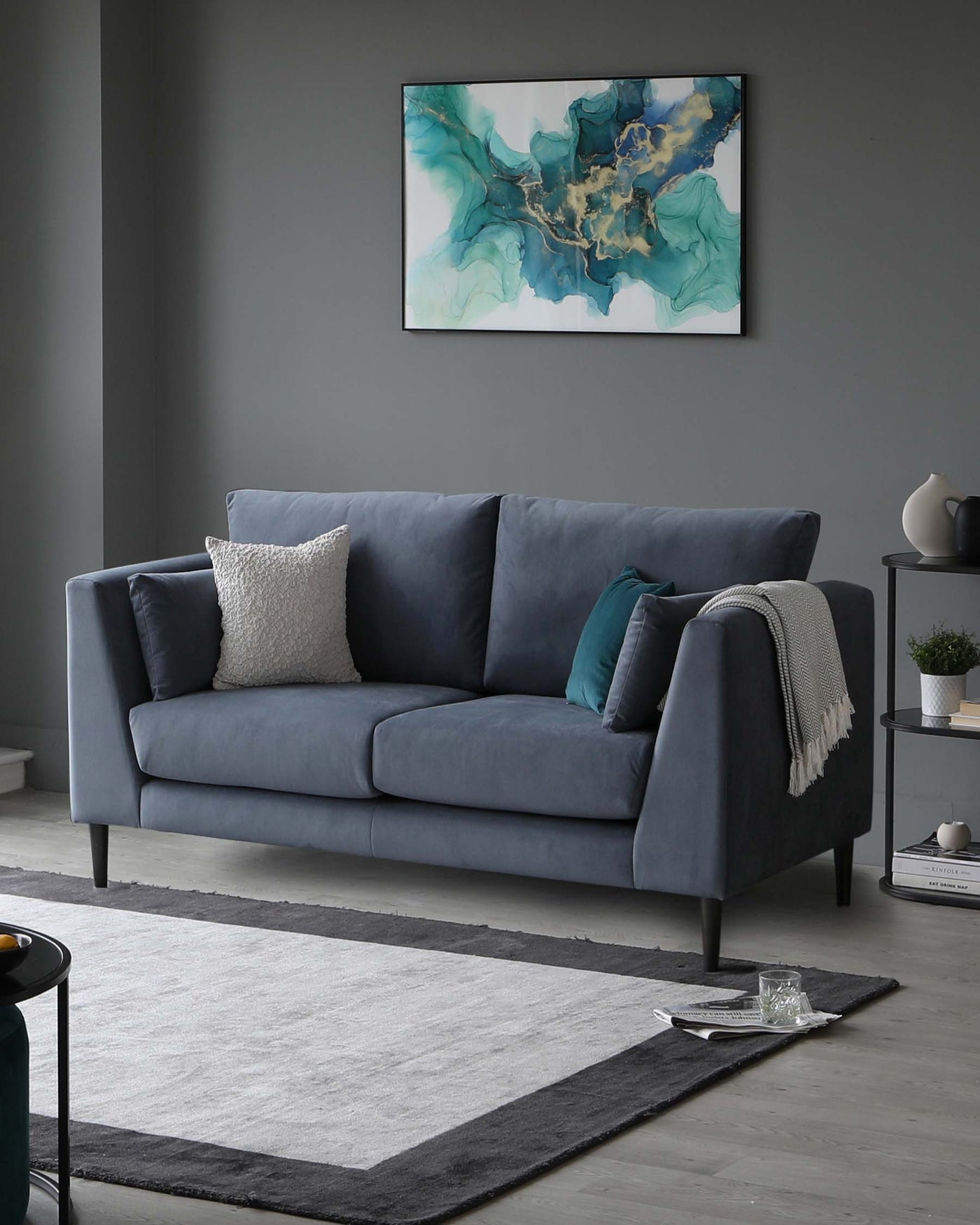 Elsie II Blue Grey Velvet 2 Seater Sofa