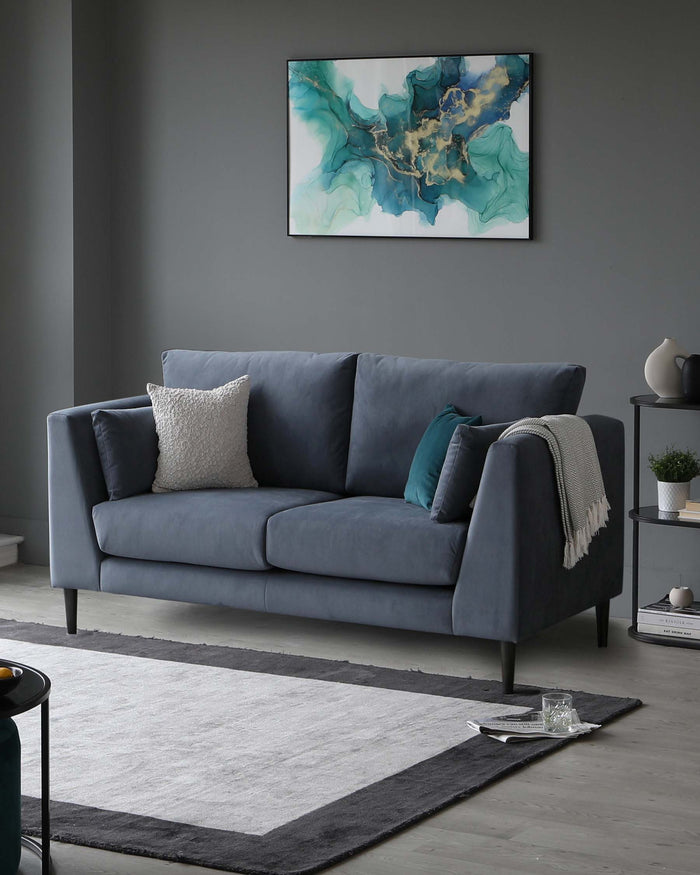 elsie 2 seater velvet sofa blue grey