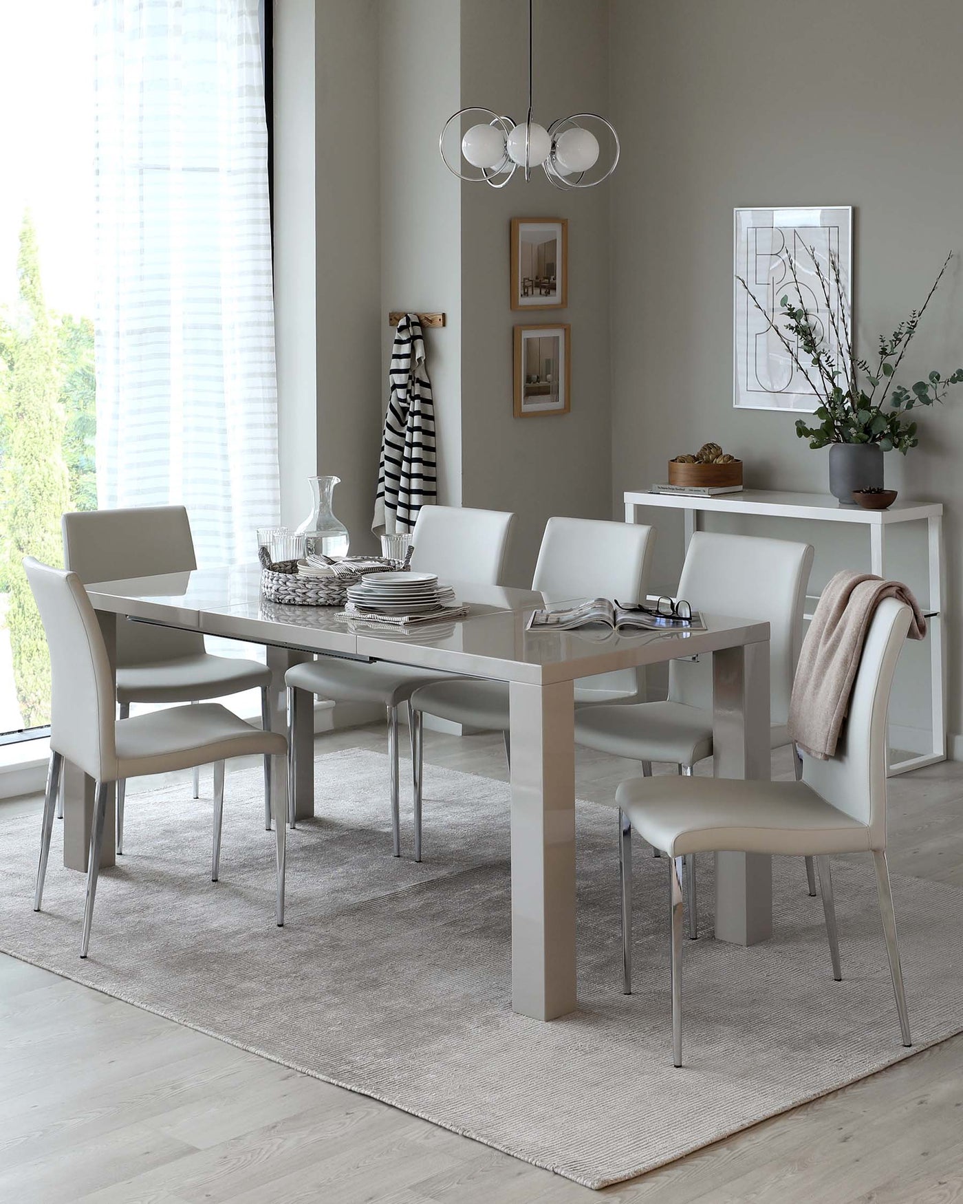 Fern Grey Gloss Extending And Elise Dining Set
