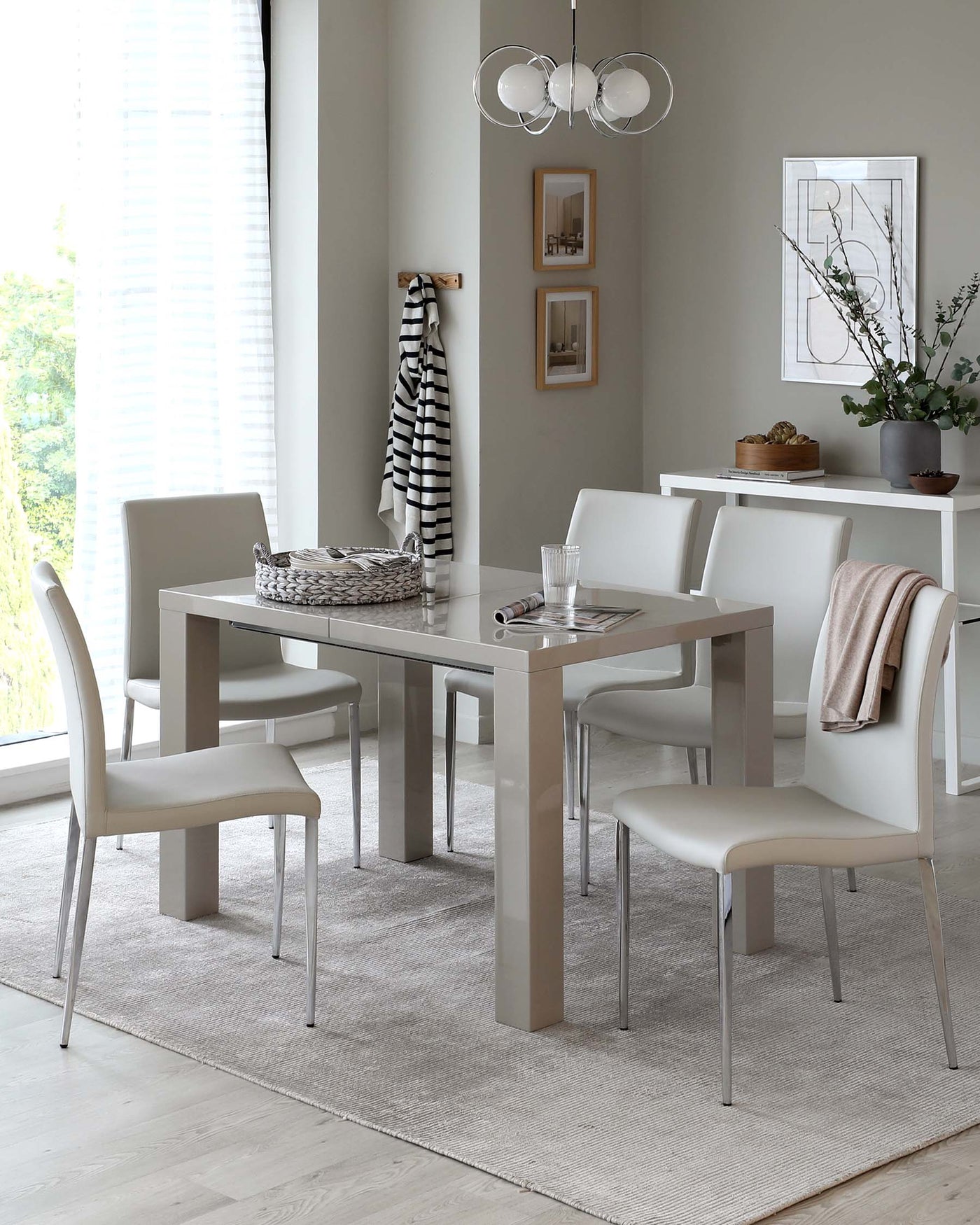 Fern Grey Gloss Extending And Elise Dining Set