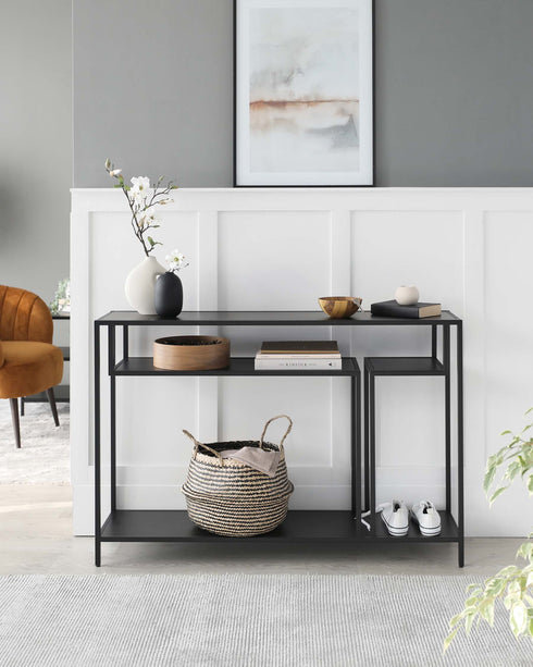 finley metal console table black