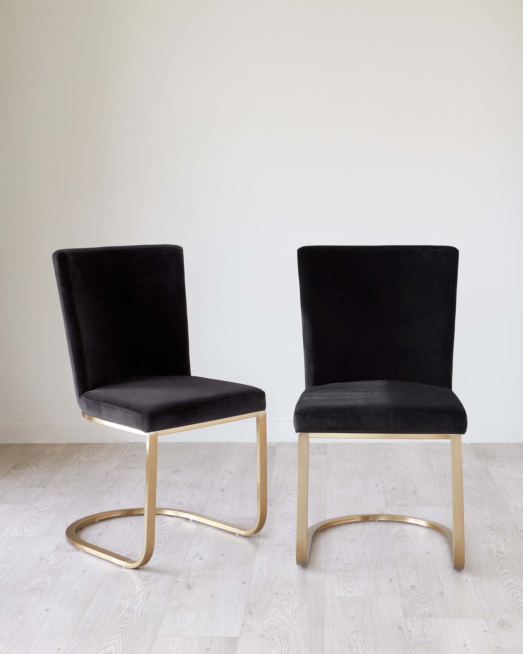 form velvet and brass cantilever dining chair black