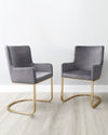 form velvet and brass cantilever dining armchair dark grey