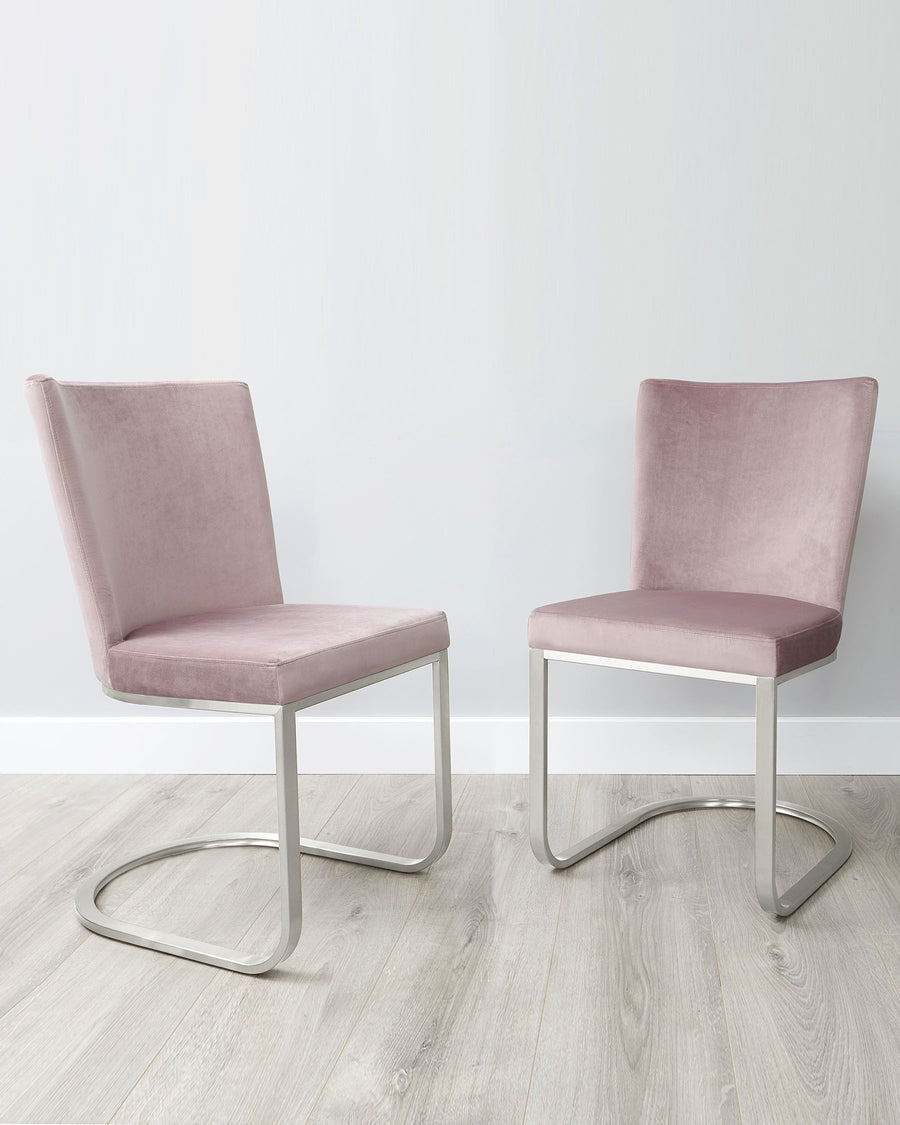 Form Cantilever Velvet & Brushed Steel Dining Chair