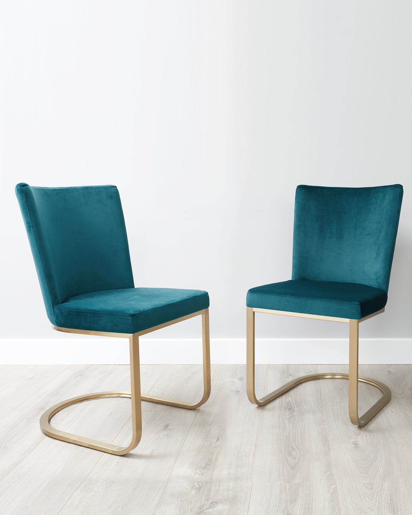 Form Dark Teal Velvet And Brass Cantilever Dining Chair - Set Of 2