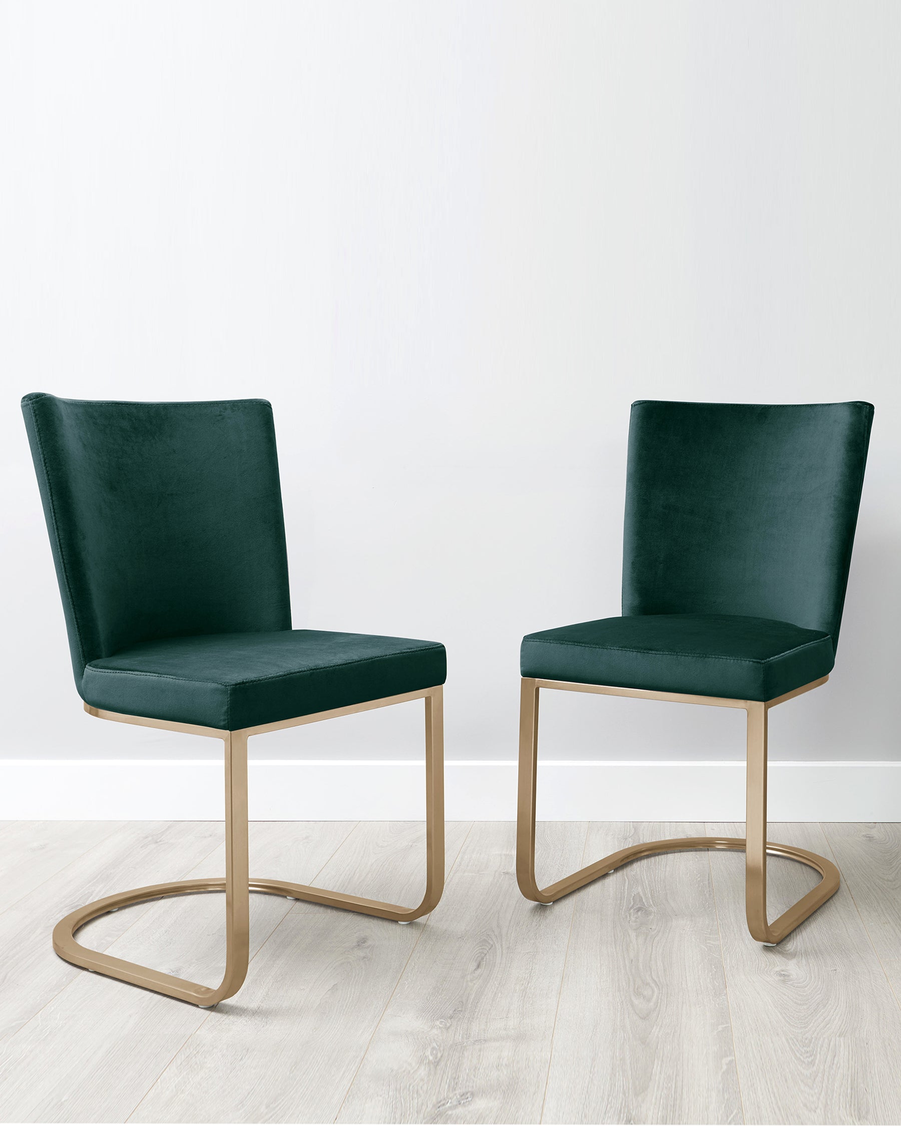 form velvet and brass cantilever dining chair dark green