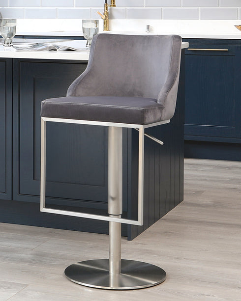 form stainless steel gas lift bar stool grey