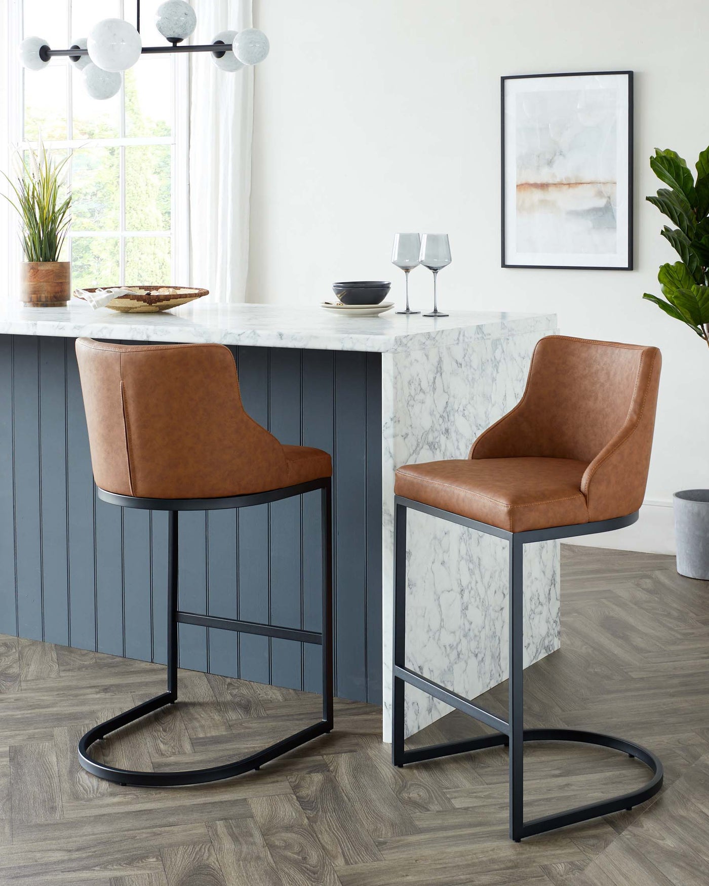 Form Tan Faux Leather Barstool - Set Of 2