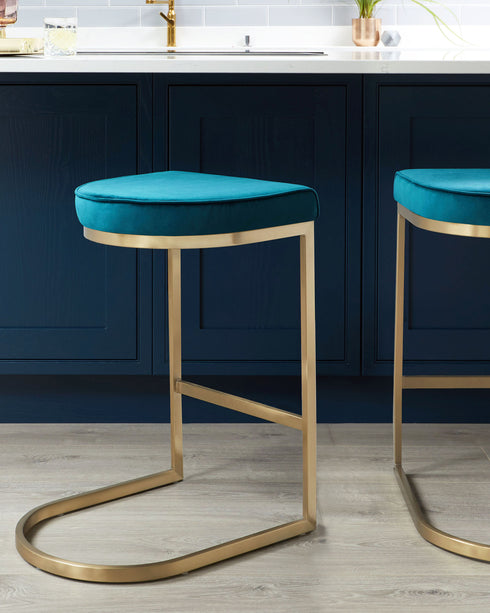 form velvet and brass bar stool dark teal