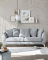 genevieve fabric 3 seater sofa with metal leg light grey