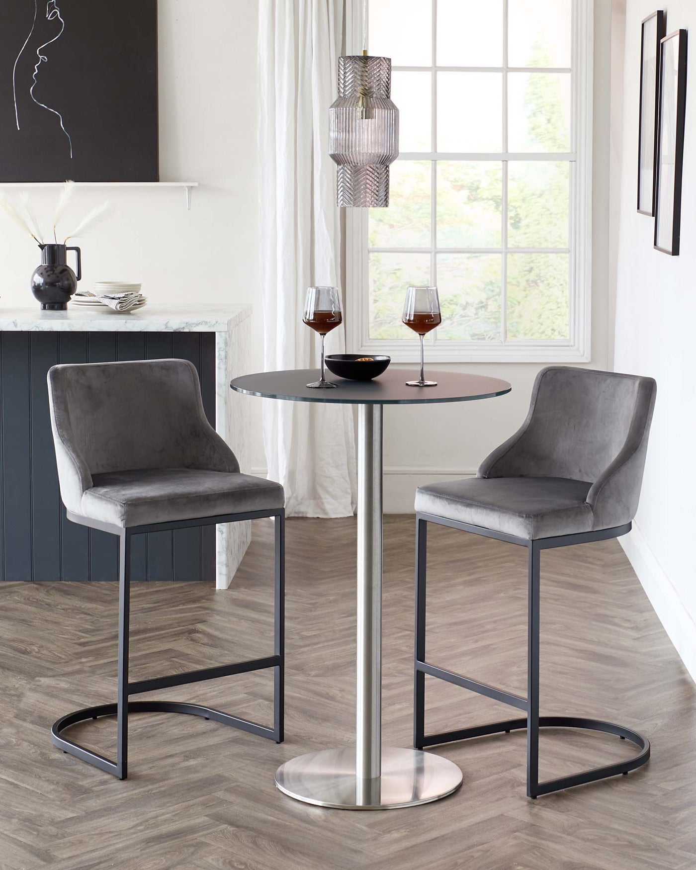 Grande Dark Grey Frosted Glass 2 Seater Bar Table