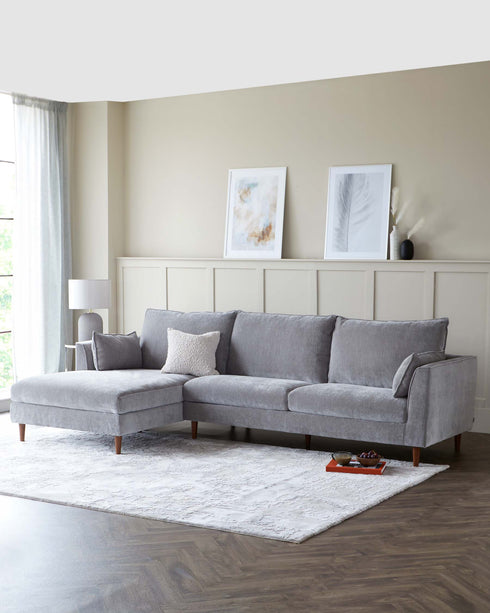 harley fabric left hand corner chaise sofa mid grey