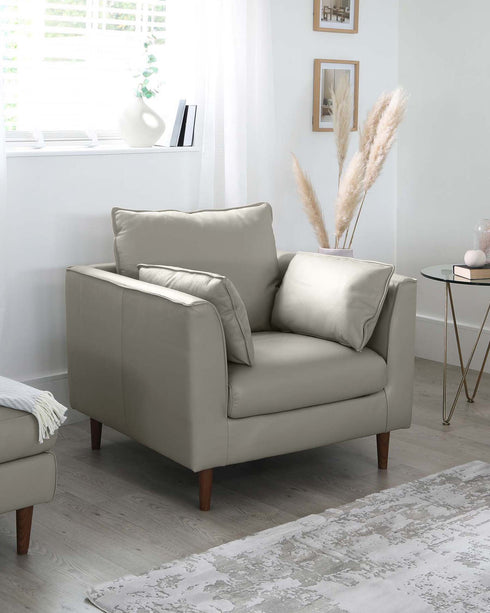 harley leather armchair light grey