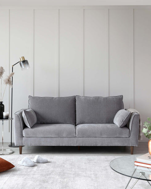 harley 3 seater fabric sofa mid grey