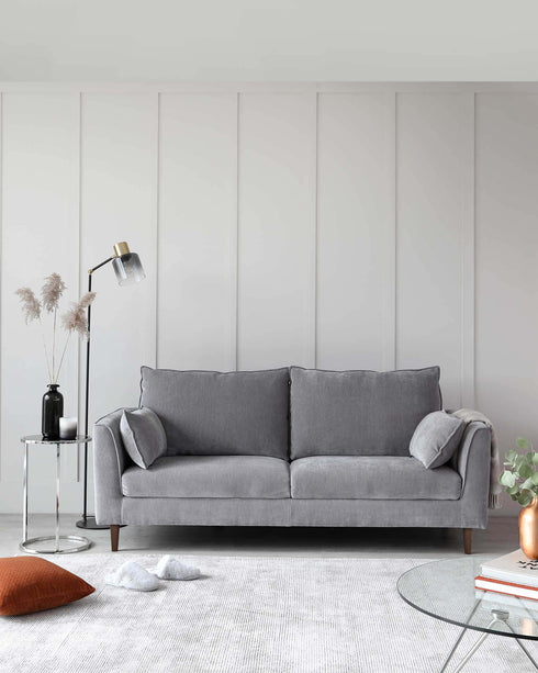 harley fabric 2 seater sofa mid grey