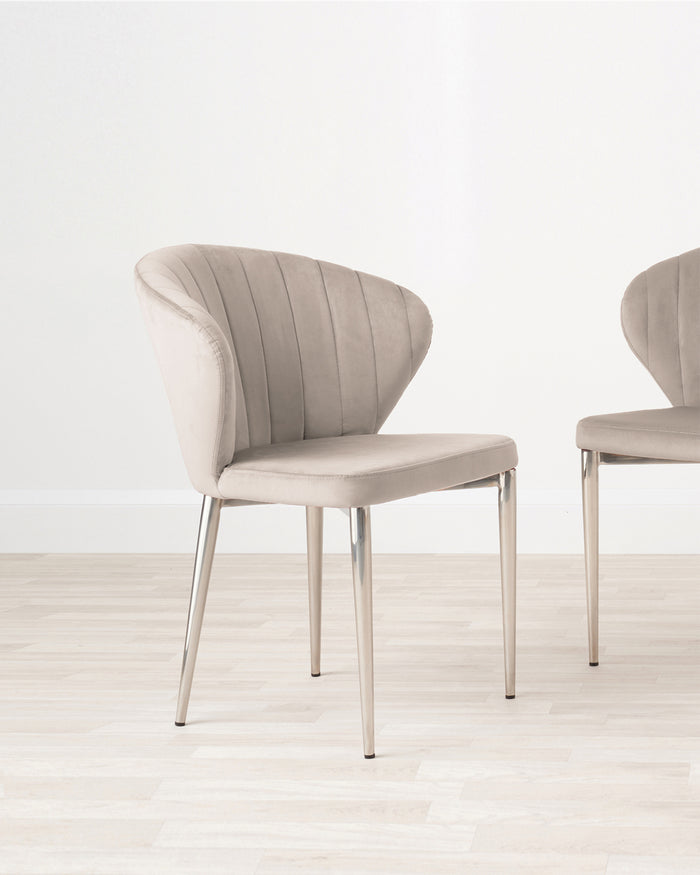 Aria White Oak And Harper Champagne Velvet Dining Chairs
