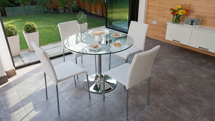 naro clear glass and tori 4 seater dining set