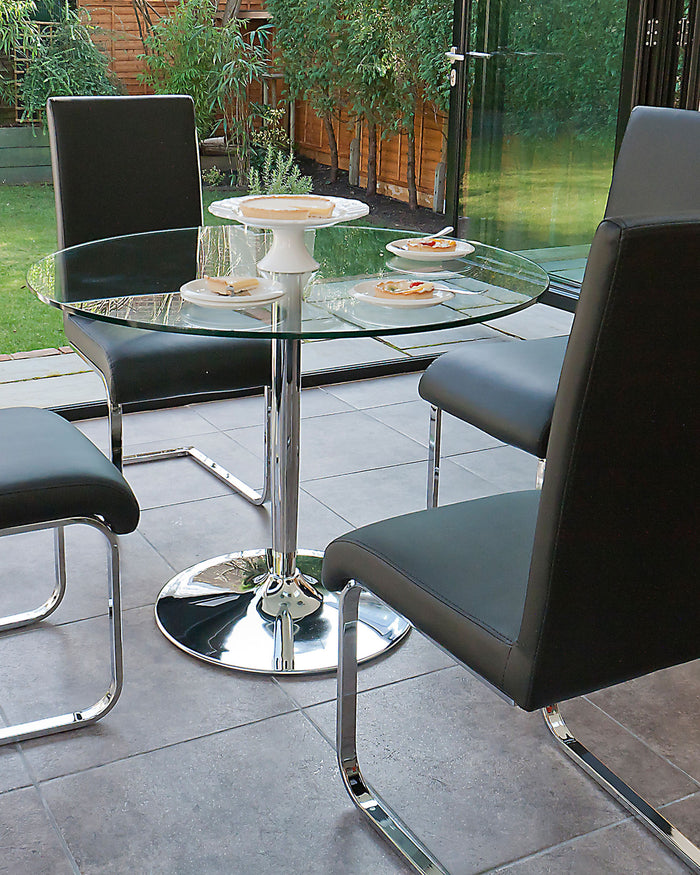 naro clear glass and imola 4 seater dining set
