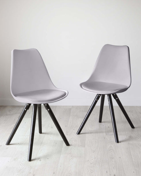 Ida Grey Plastic Dining Chair With Black Legs- Set of 2