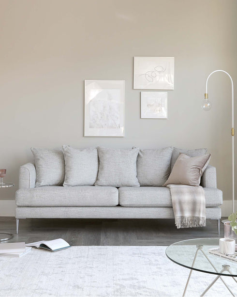 jasmine fabric 3 seater sofa grey