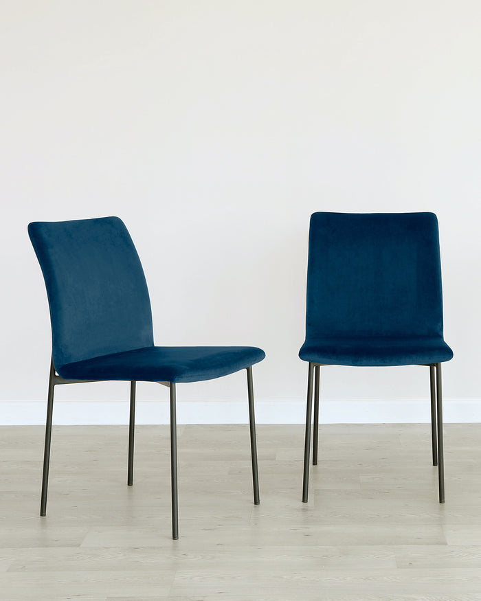 leah velvet dining chair dark blue