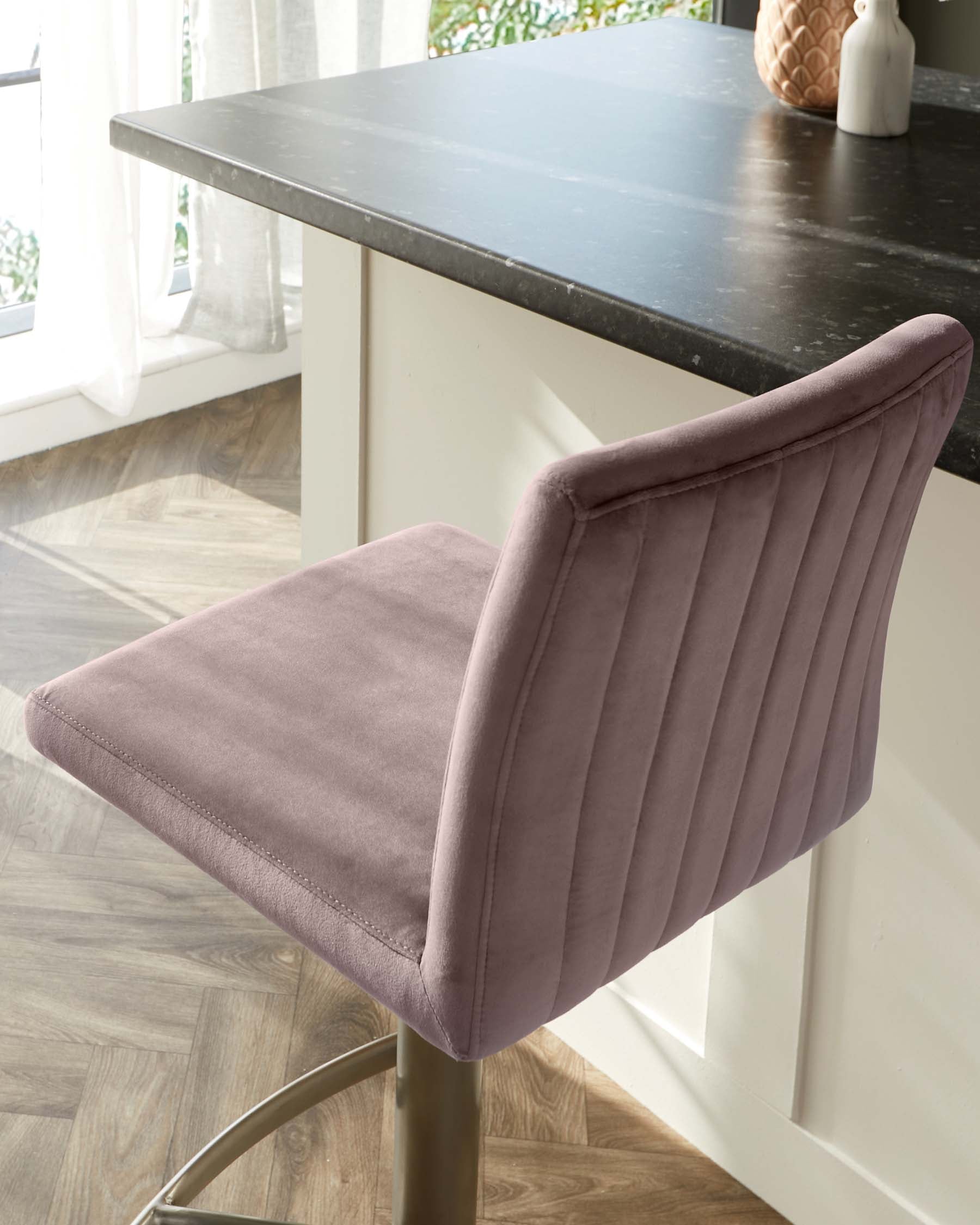 Lesley Blush Pink Velvet Gas Lift Barstool Danetti