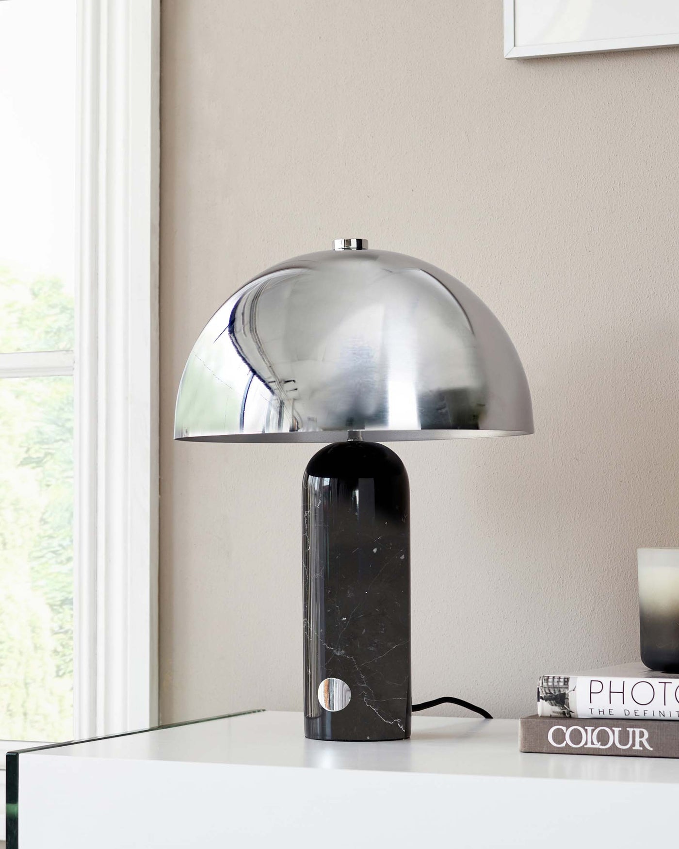 Louis Black Marble and Chrome Table Lamp