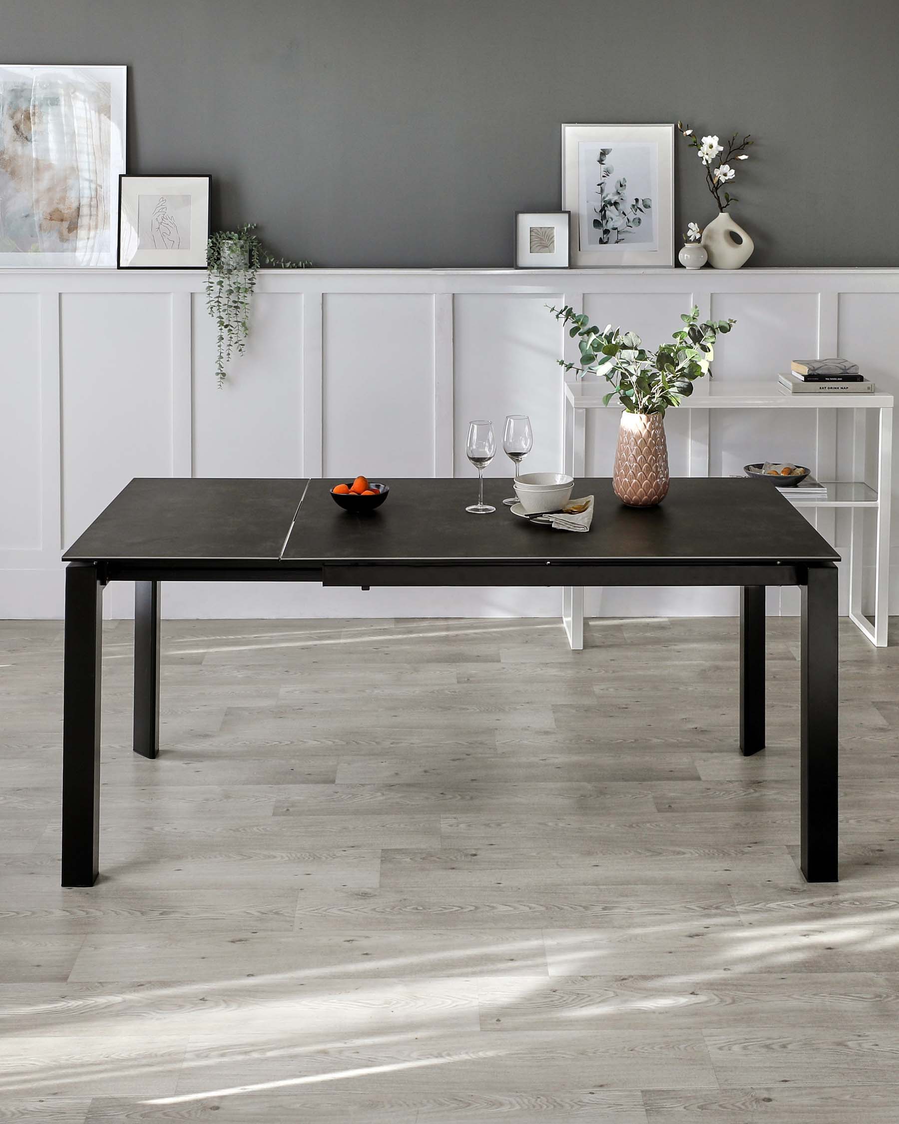 Louis Dark Grey Ceramic Extending Dining Table