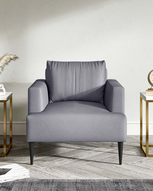 Lucca Mid Grey Faux Suede Fabric Armchair