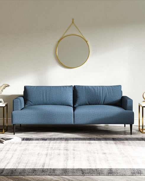 lucca 3 seater fabric sofa blue
